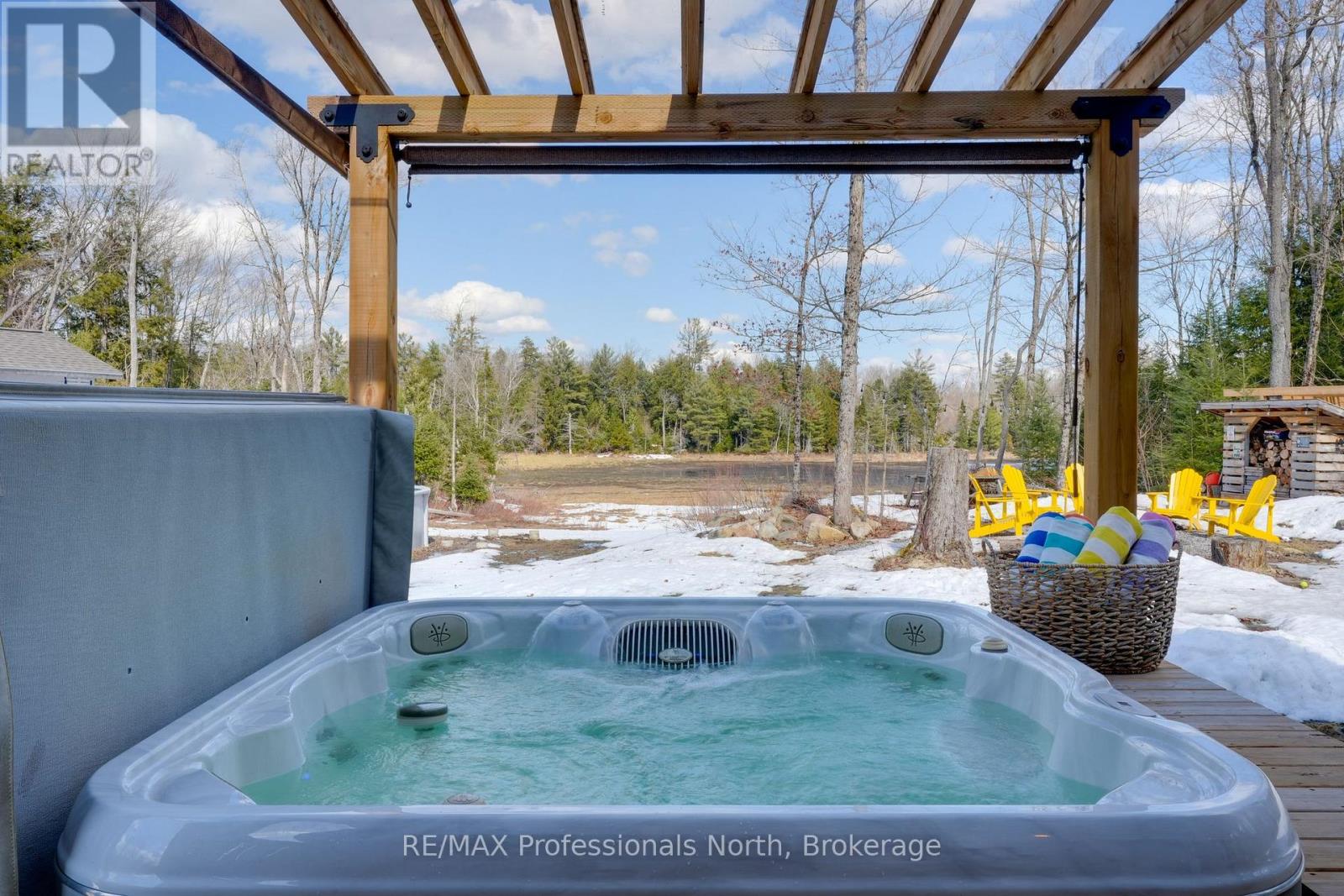Hot Tub with views of rear pond.