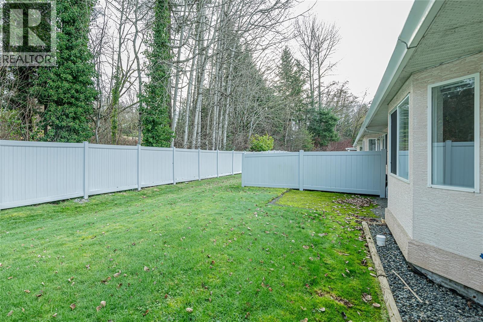 There is a patio area for added outdoor living space.
