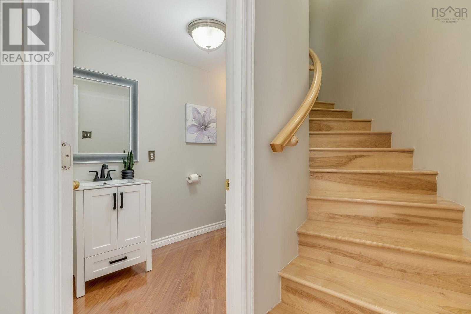 Lower level powder room