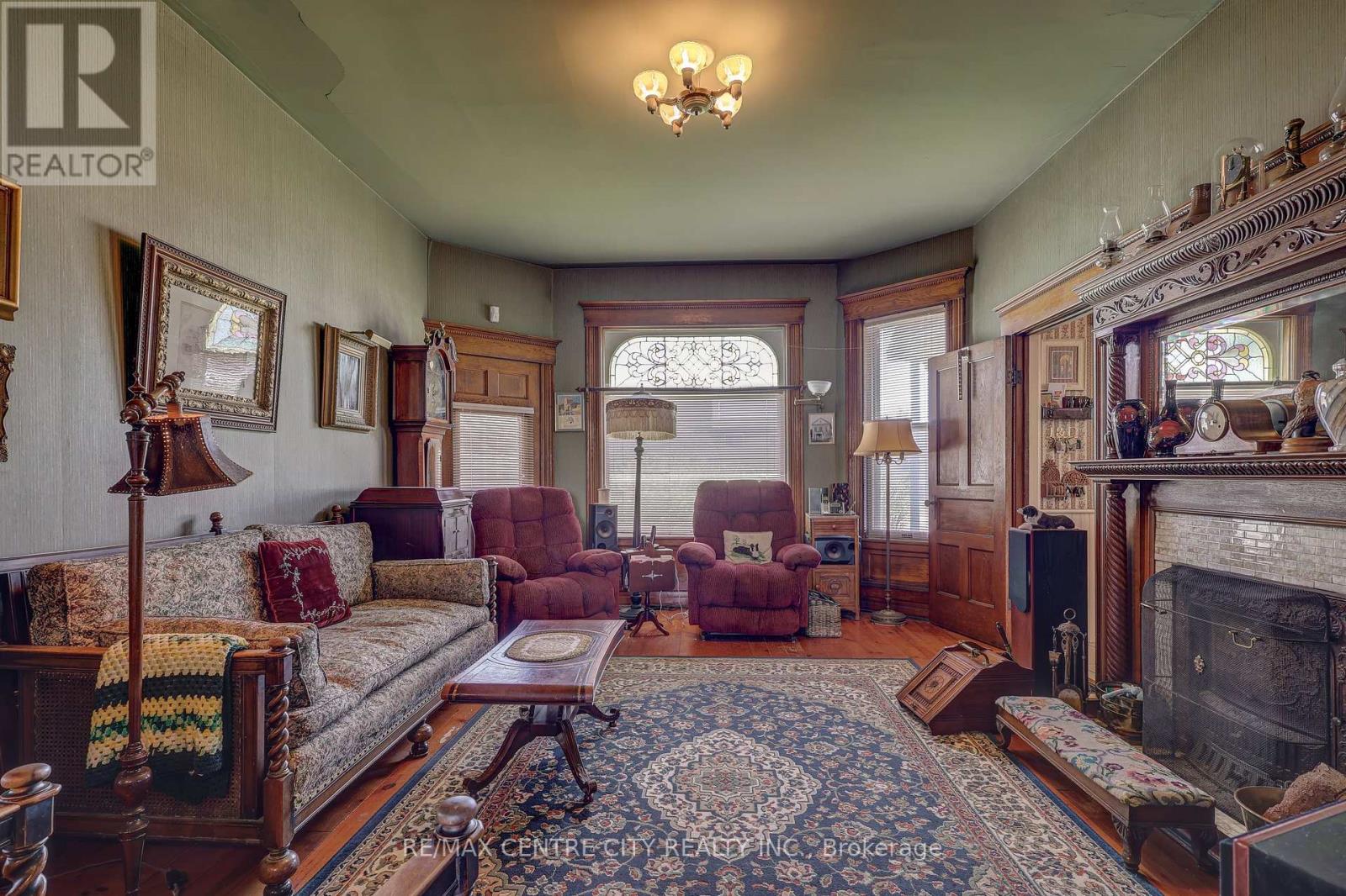 Living room with door to the porch