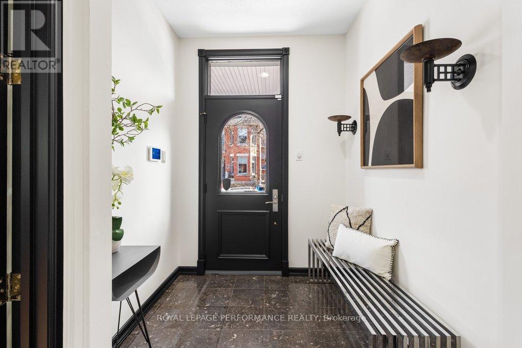 Foyer with Marble Tile