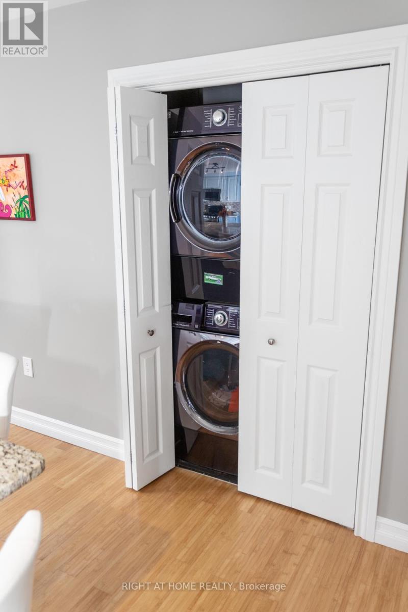 Laundry tucked away in the kitchen