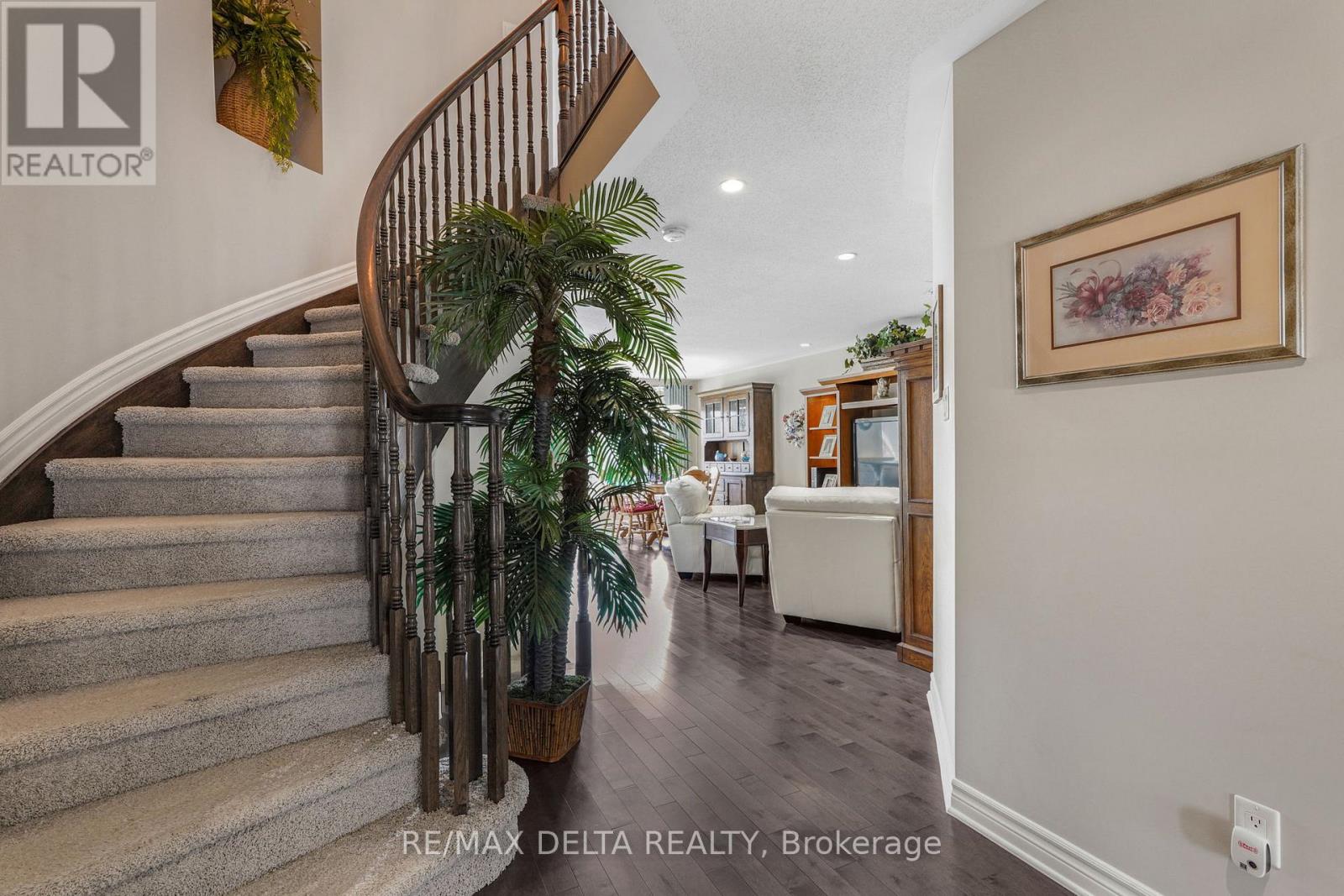 Circular staircase to second level.
