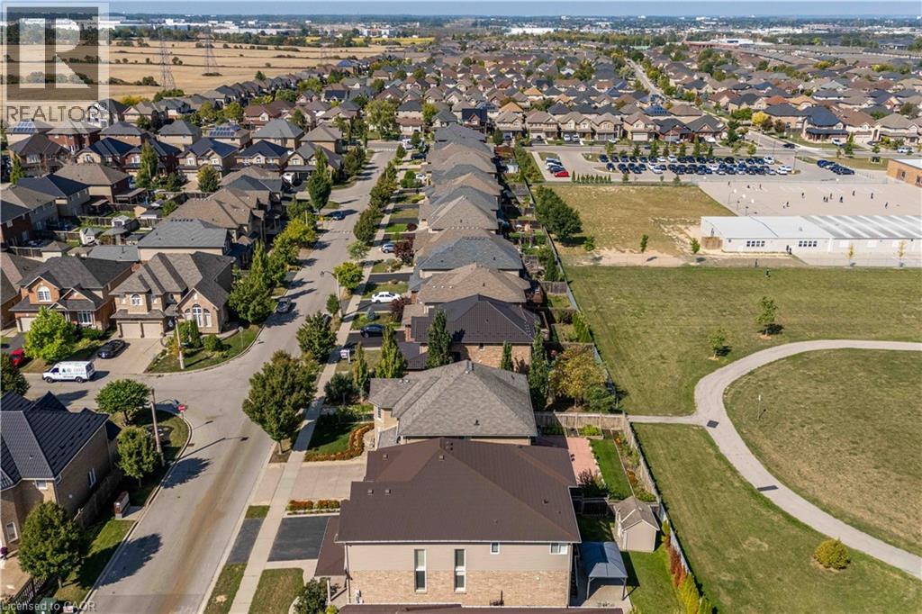 Aerial view of property and surrounding area featuring nearby school area