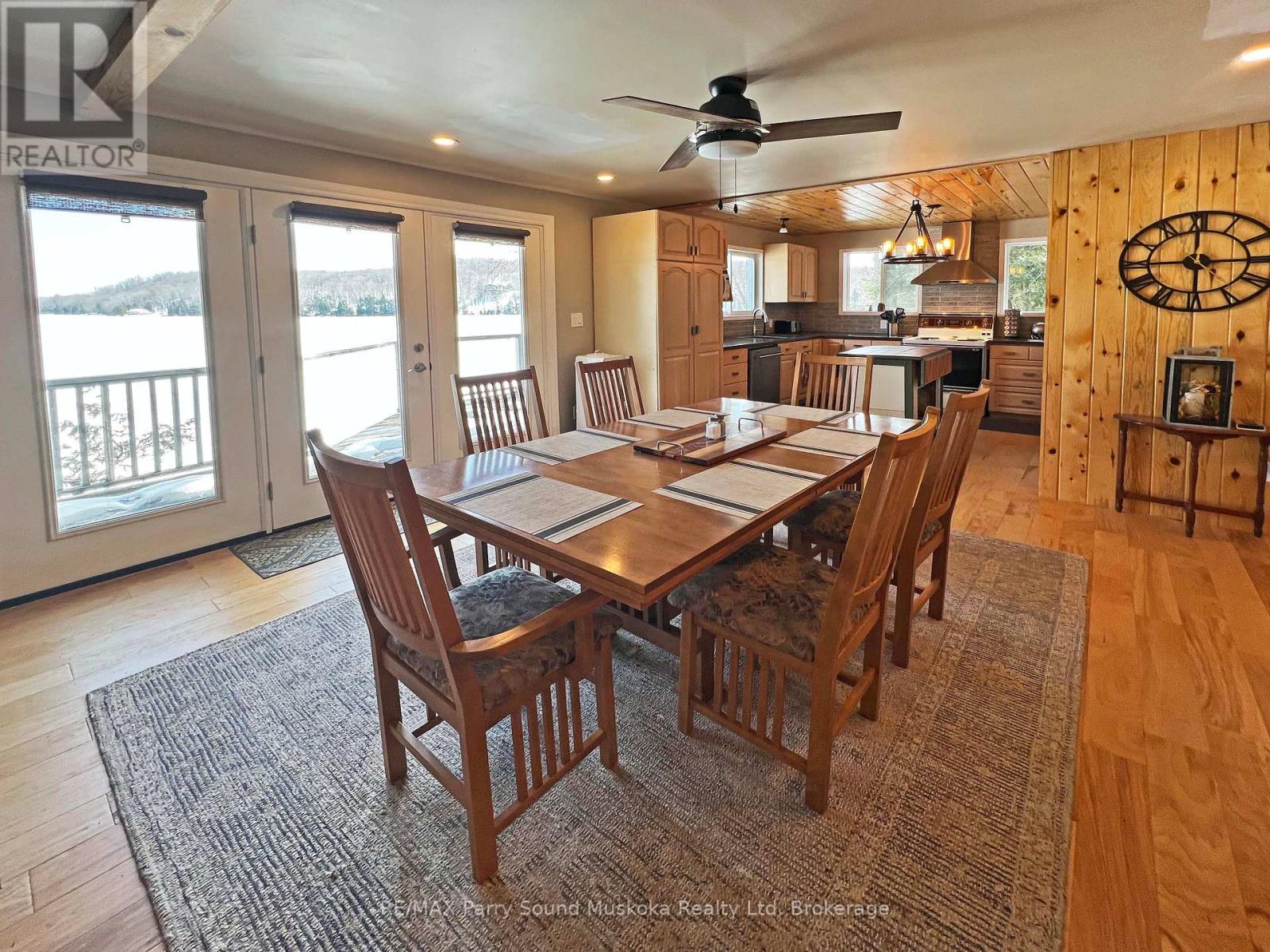 Dining room overlooks lake