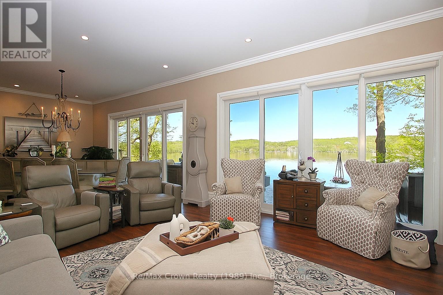 Living room area overlooking Lake