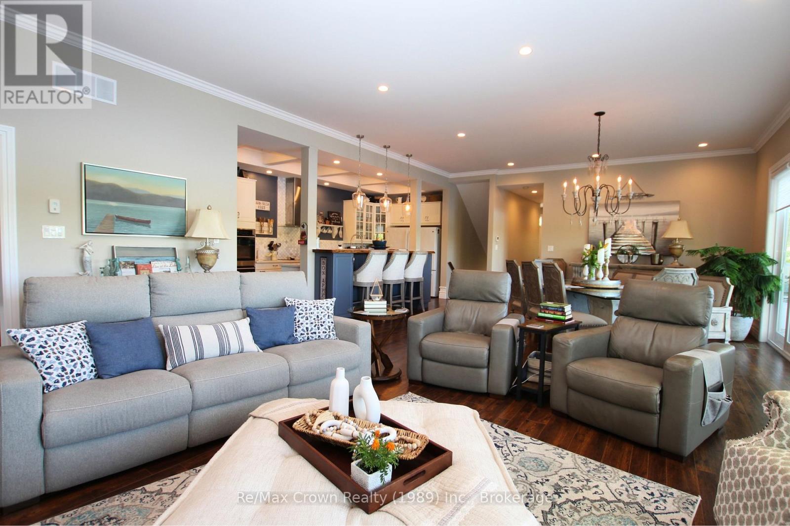 Living area open to Dining and Kitchen