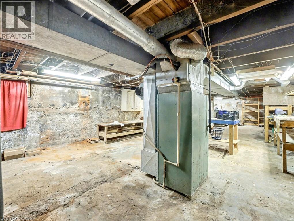 Unfinished basement with heating unit