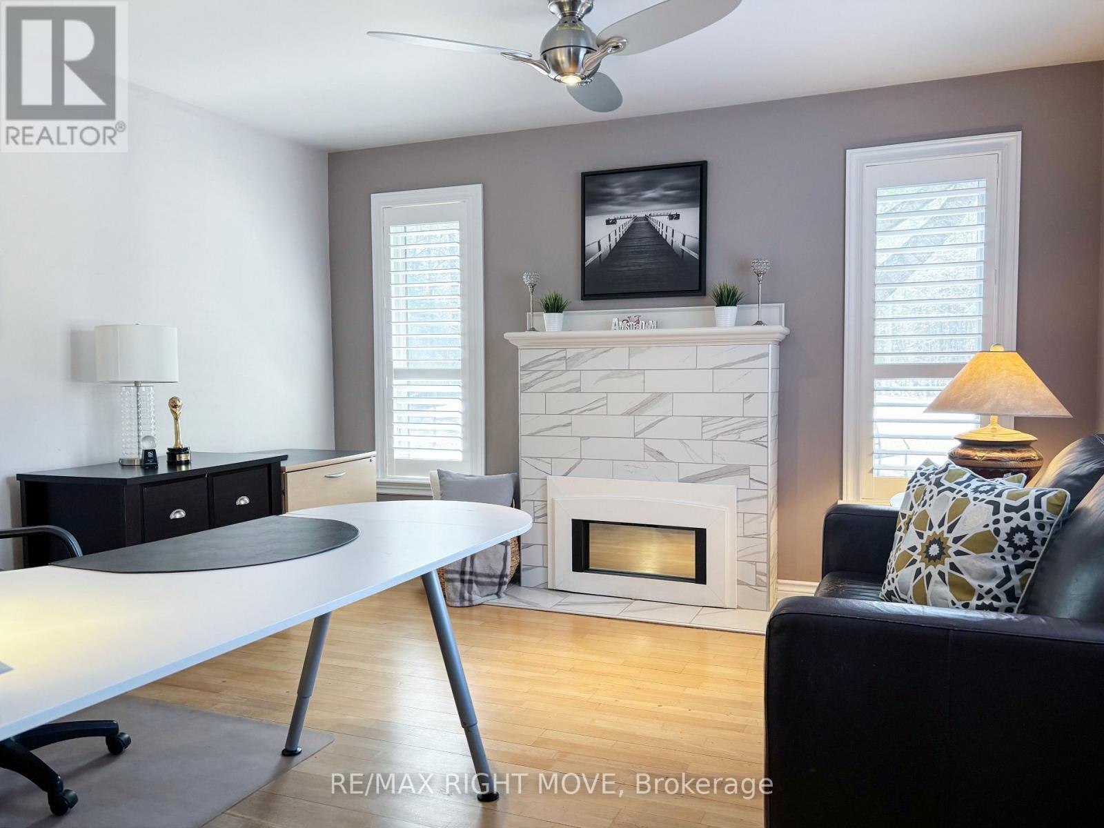 Main floor office w fireplace