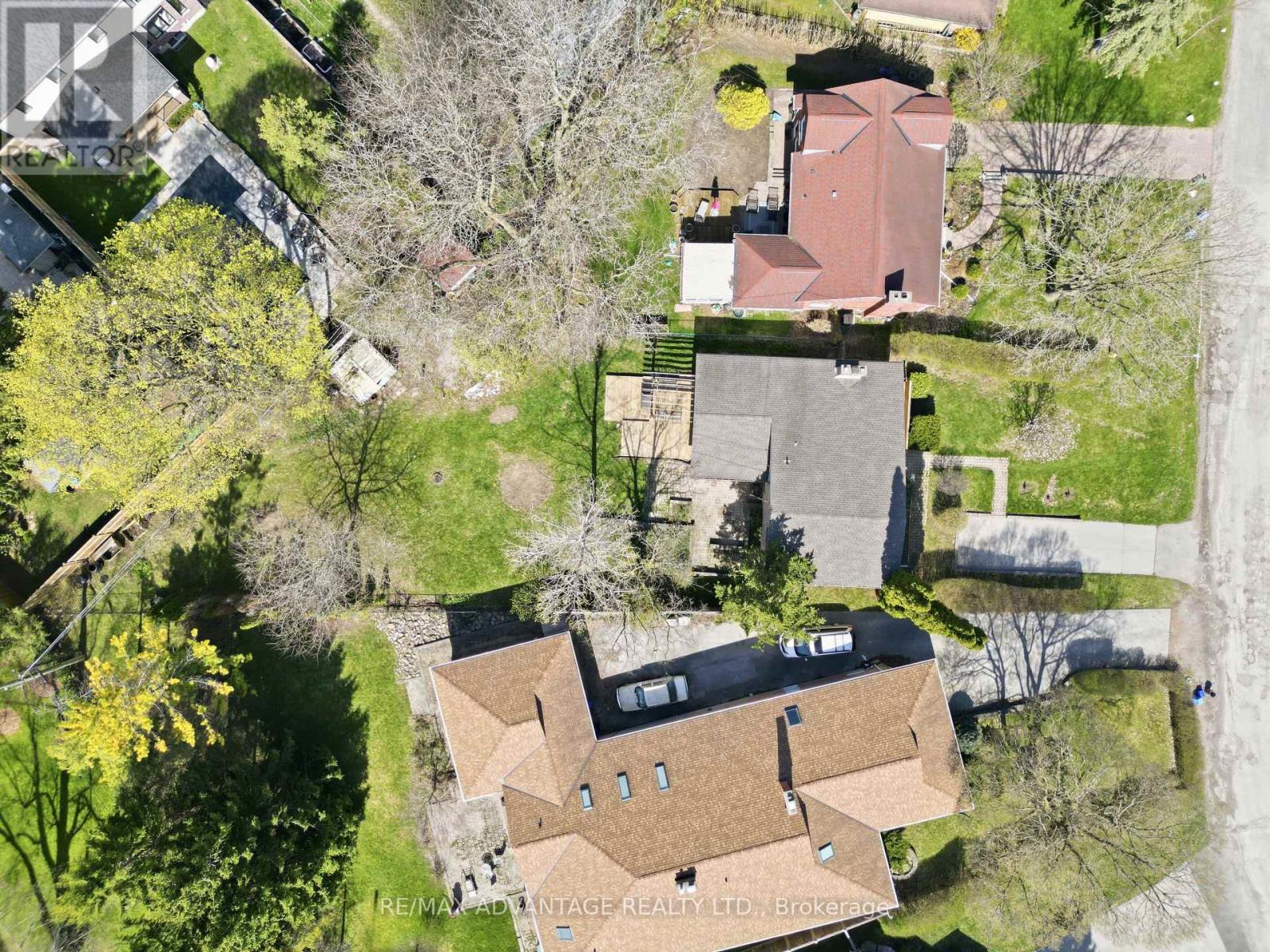 Aerial view of large lot