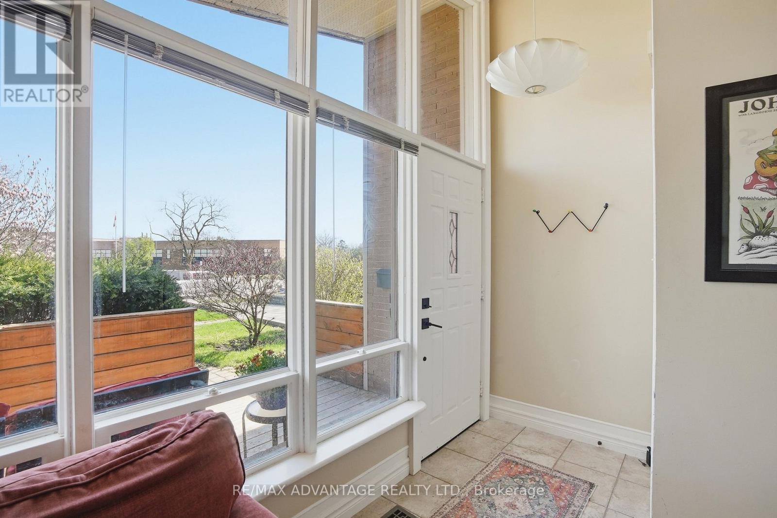 Large vaulted window at the front entrance