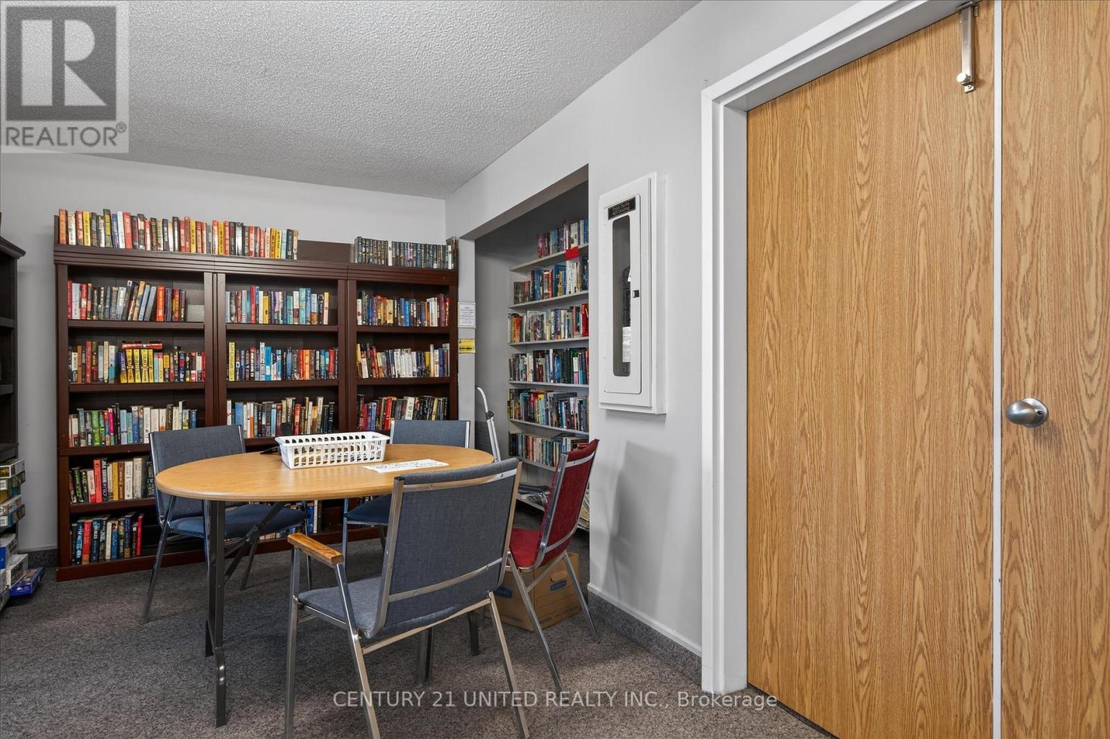 main floor common room library in building