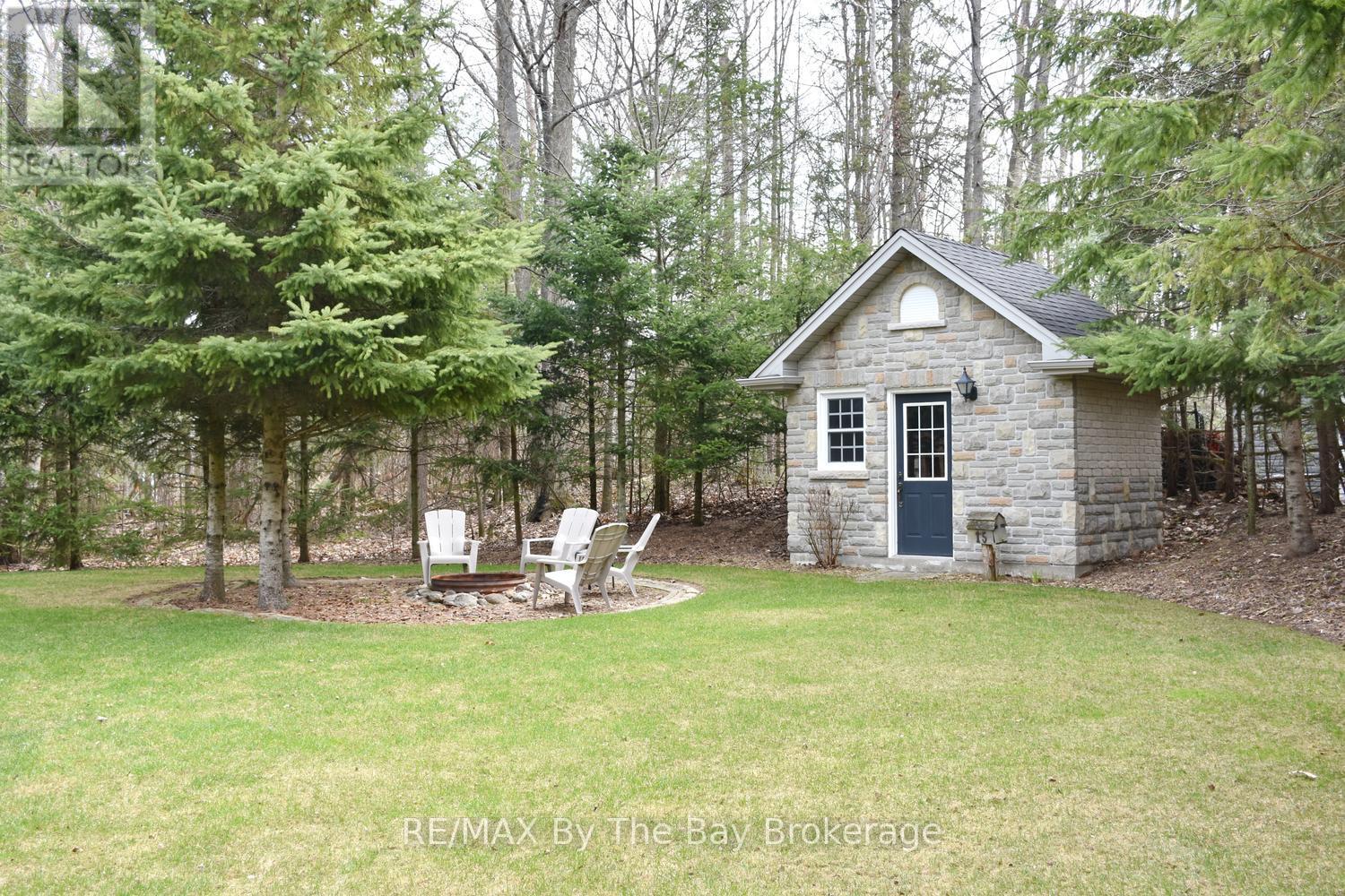 Fire Pit Area , Brick Shed for Extra Storage