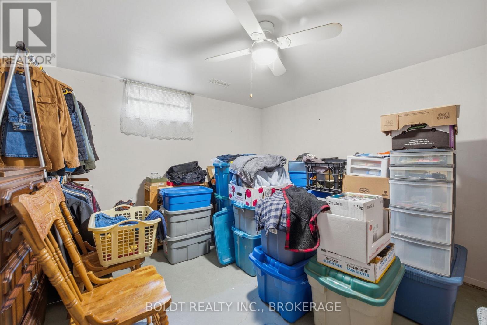 Lower bedroom with closet used as storage