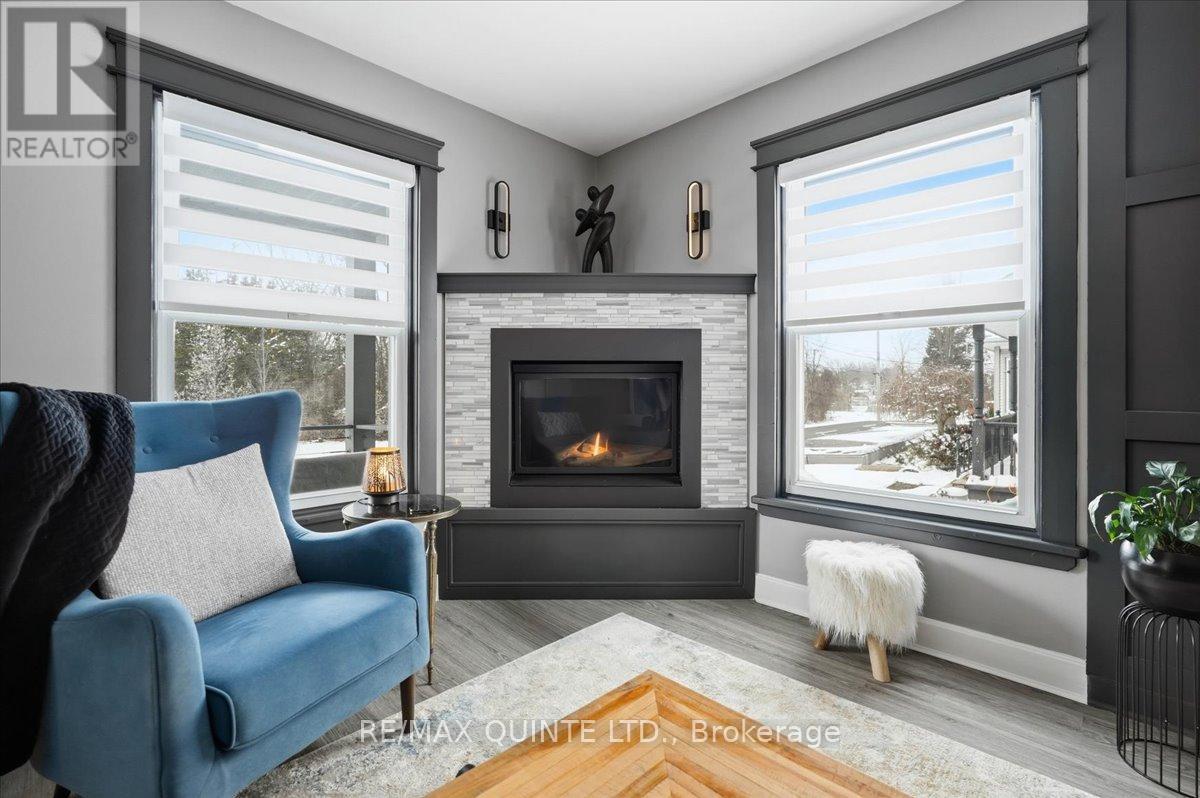 Beautiful corner fireplace in living room