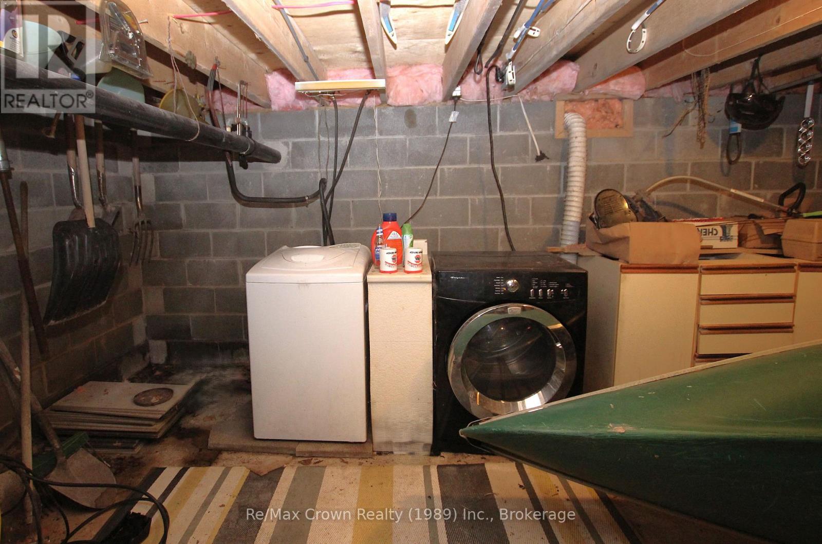 Unfinished basement laundry