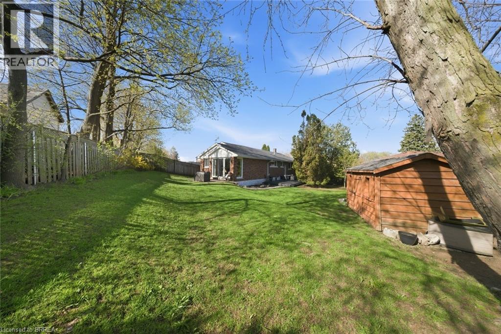Expansive green lawn with mature trees and a wooden privacy fence