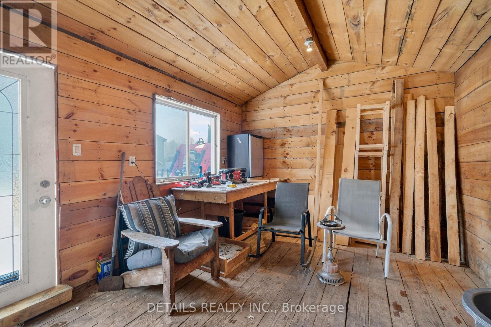 Inside heated shed