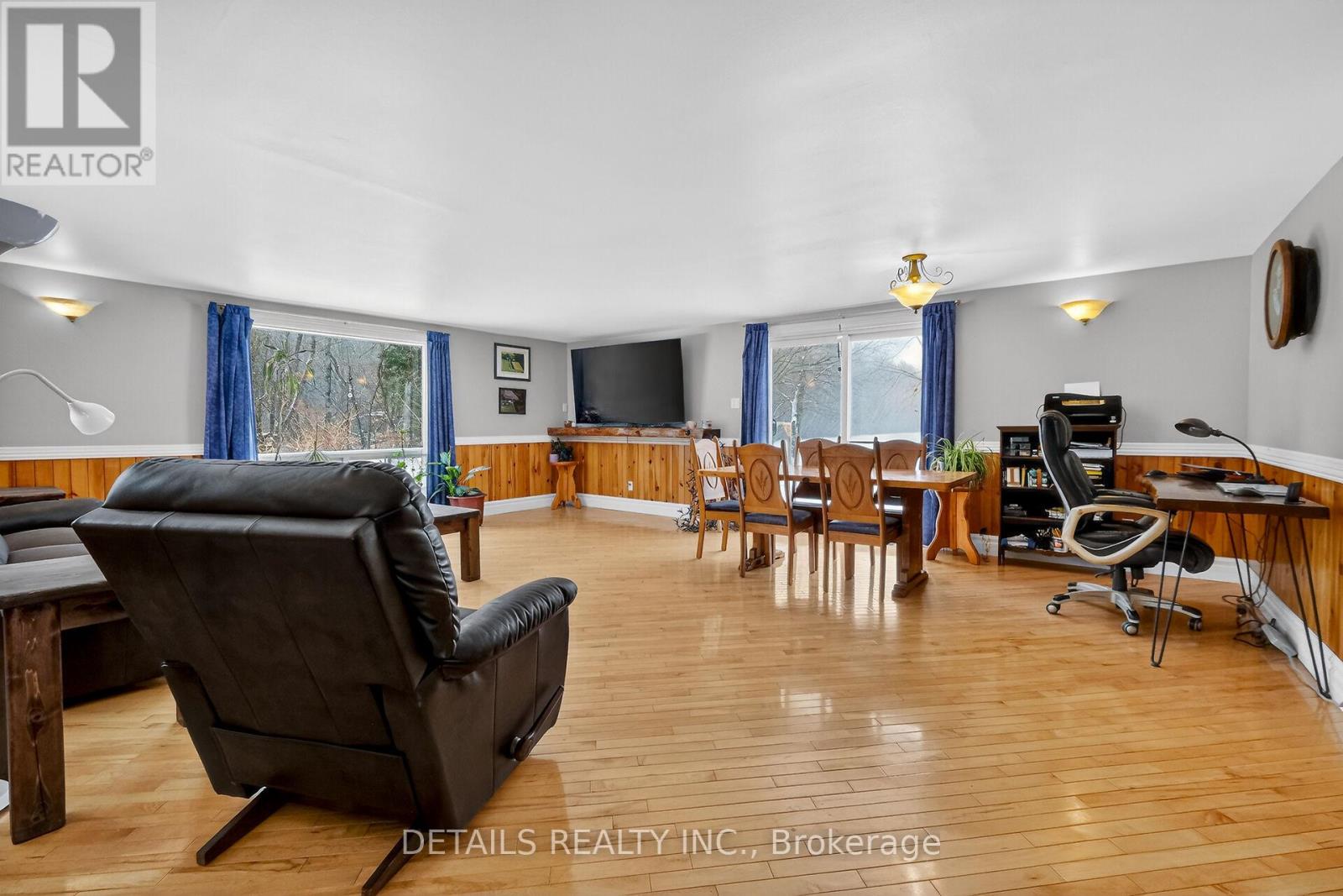 Large family/dining room with lots of light