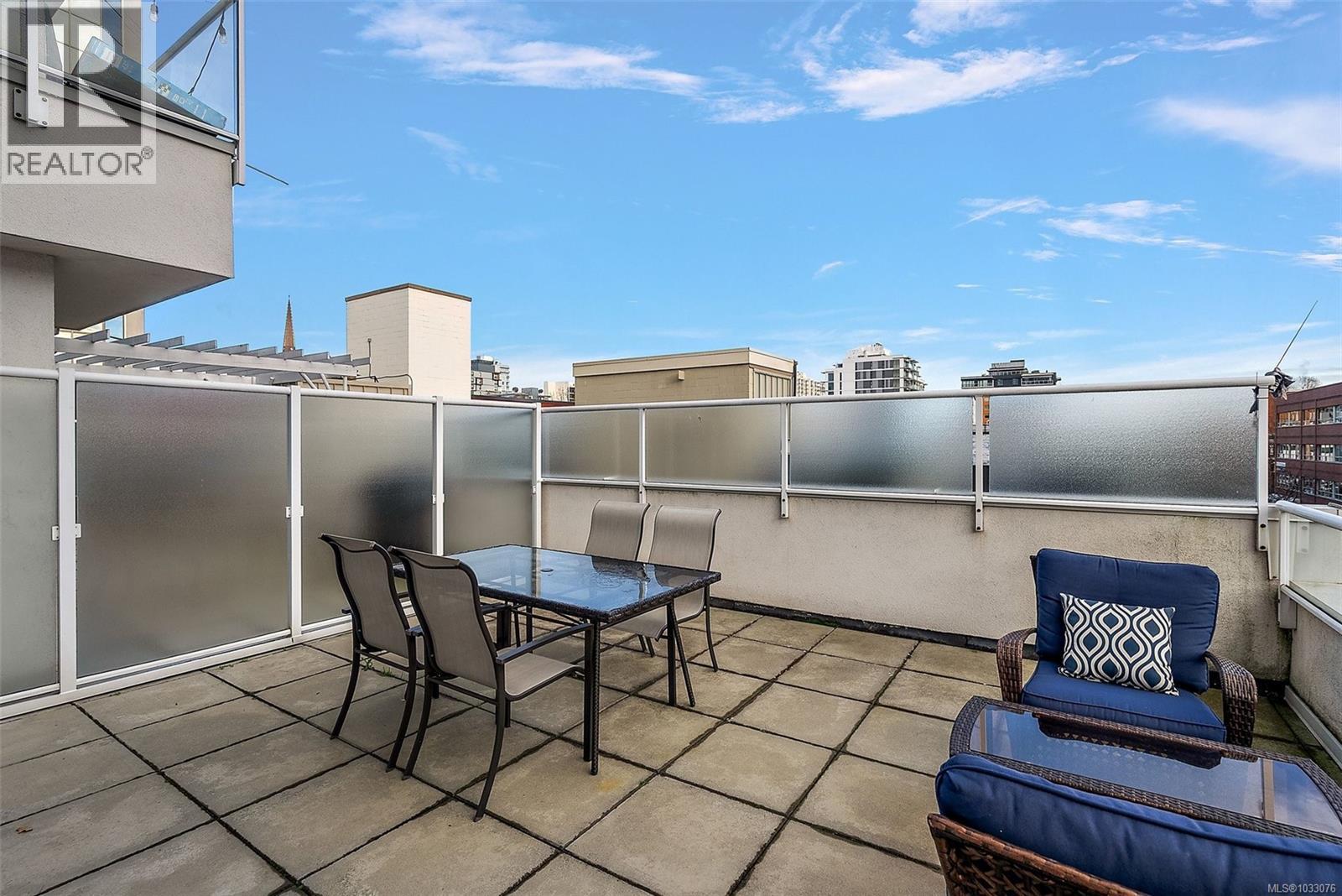 One of two outdoor patios