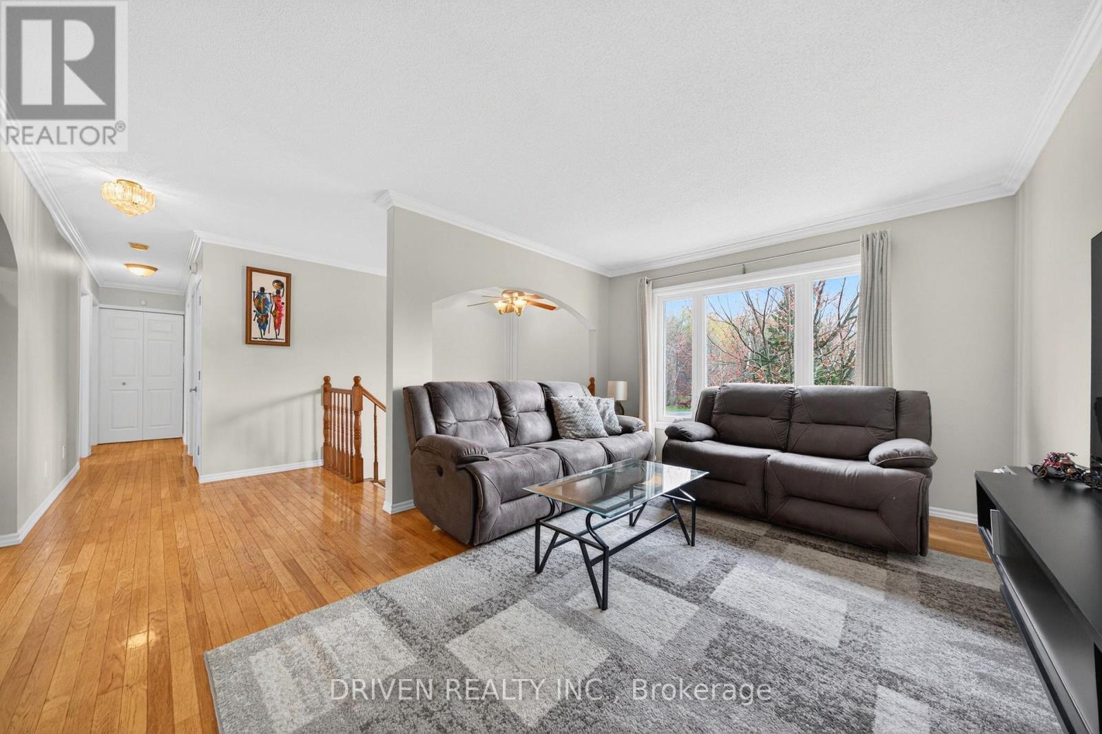 Comfortable living room bathed in sunlight