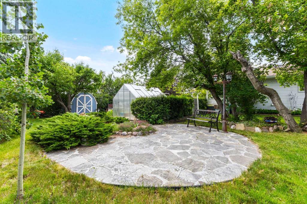 Stone patio space mid yard