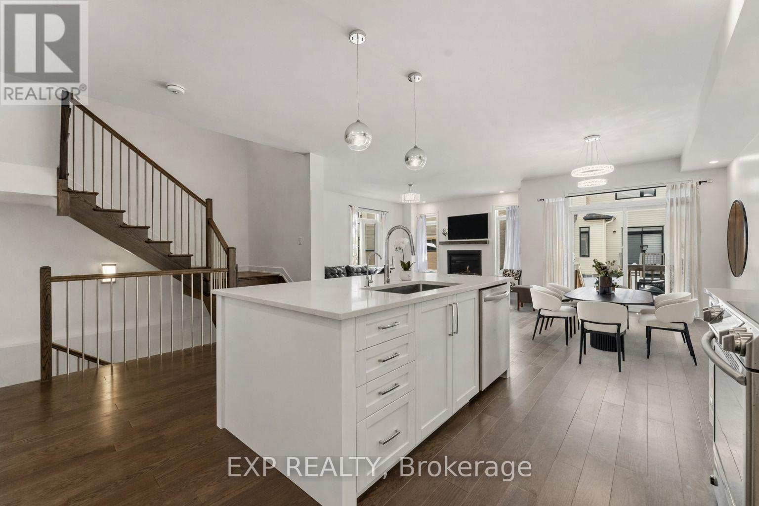 Kitchen island with quartz top(virtually staged)