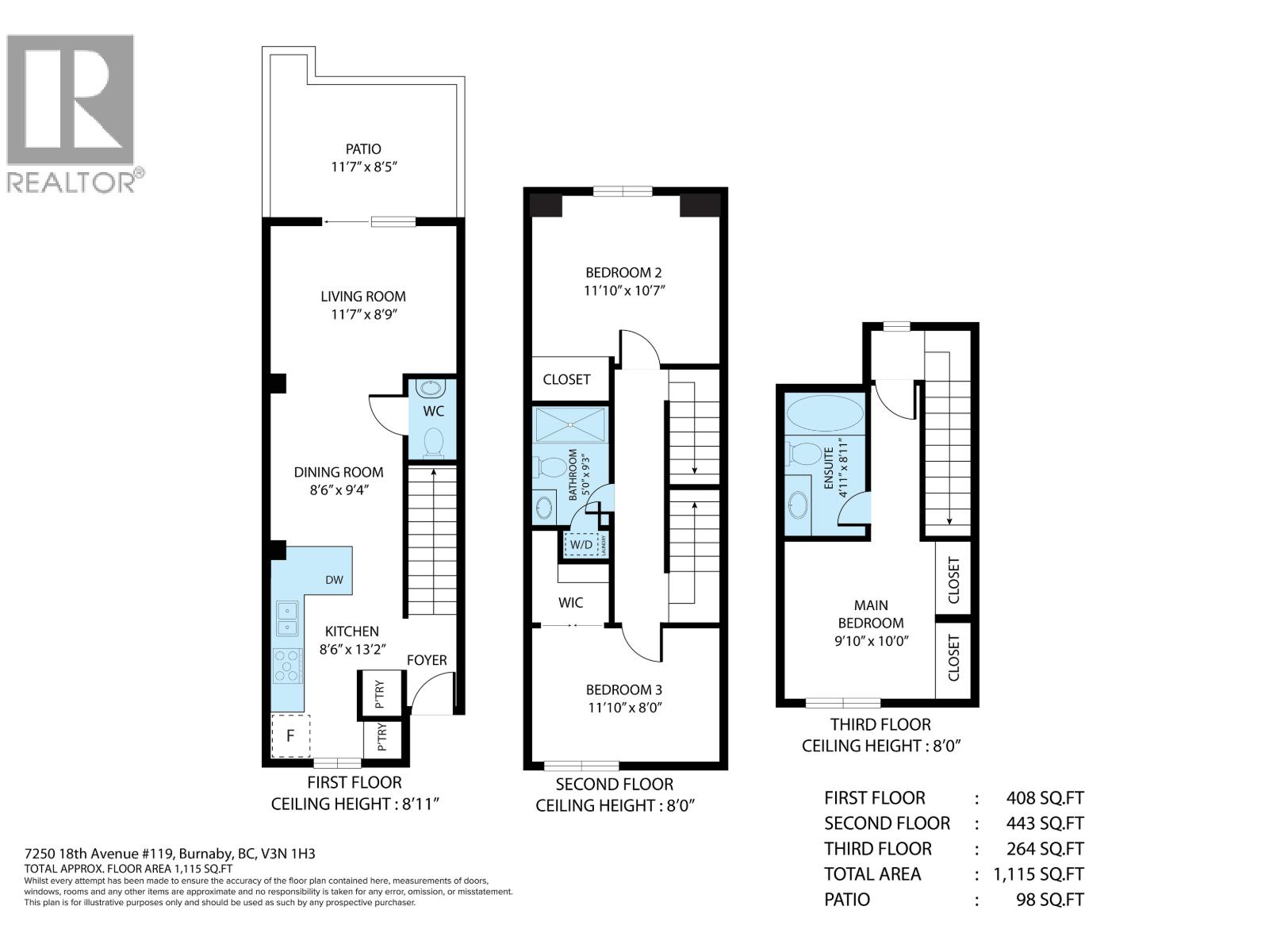 3 Bed, 3 Bath Townhouse for Sale in Burnaby – 119 7250 18TH AVENUE, Burnaby – MLS# R3122108 - Image 4