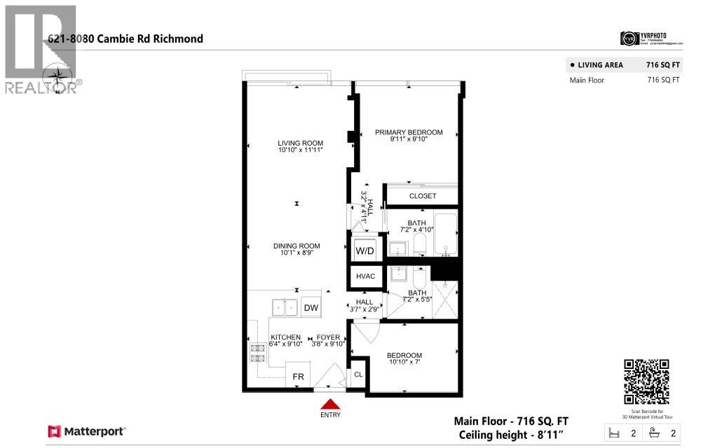 1 Bed, 2 Bath Apartment for Sale in Richmond – 621 8080 CAMBIE ROAD, Richmond – MLS# R3123531 - Image 18