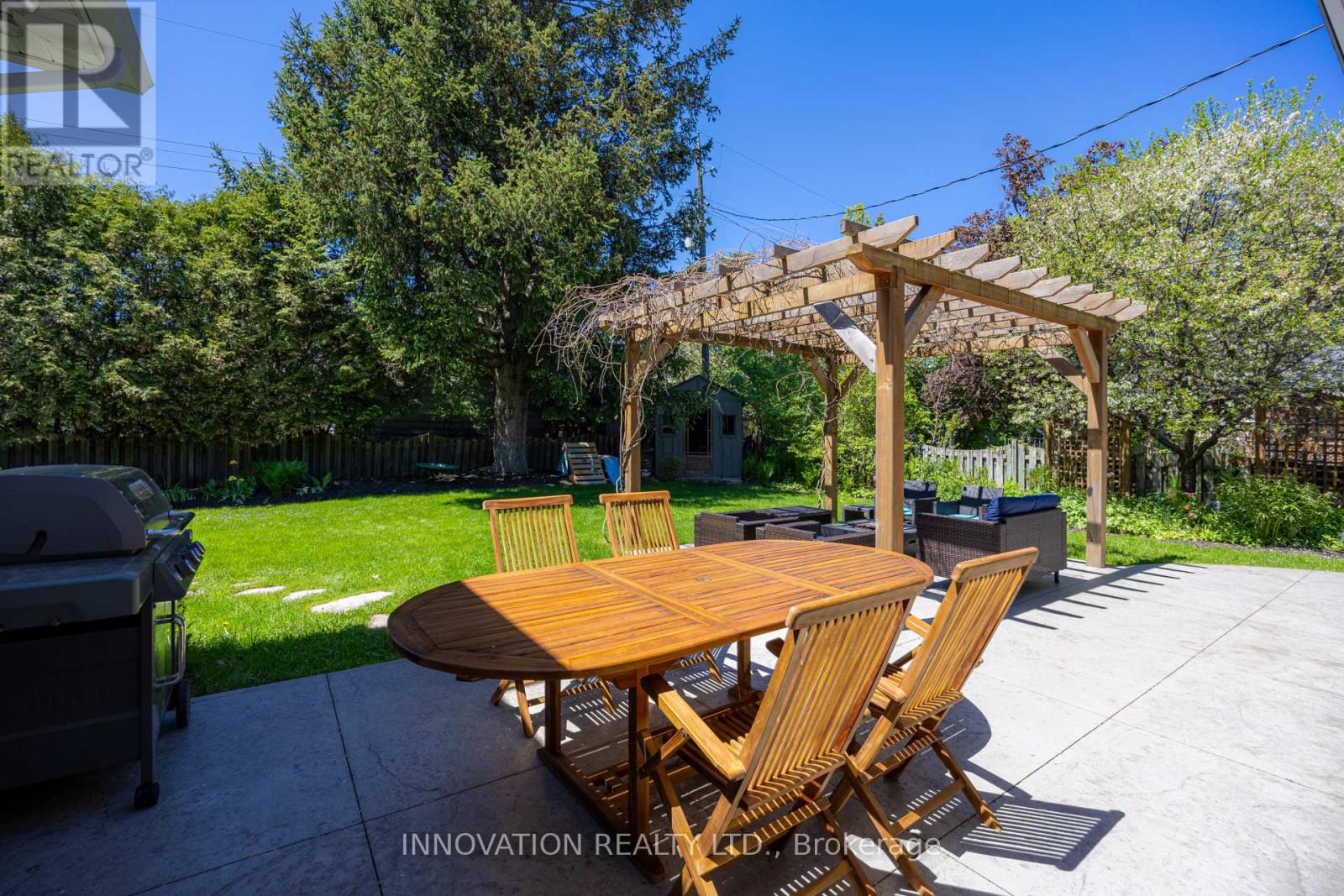 Stamped concrete patio in private yard