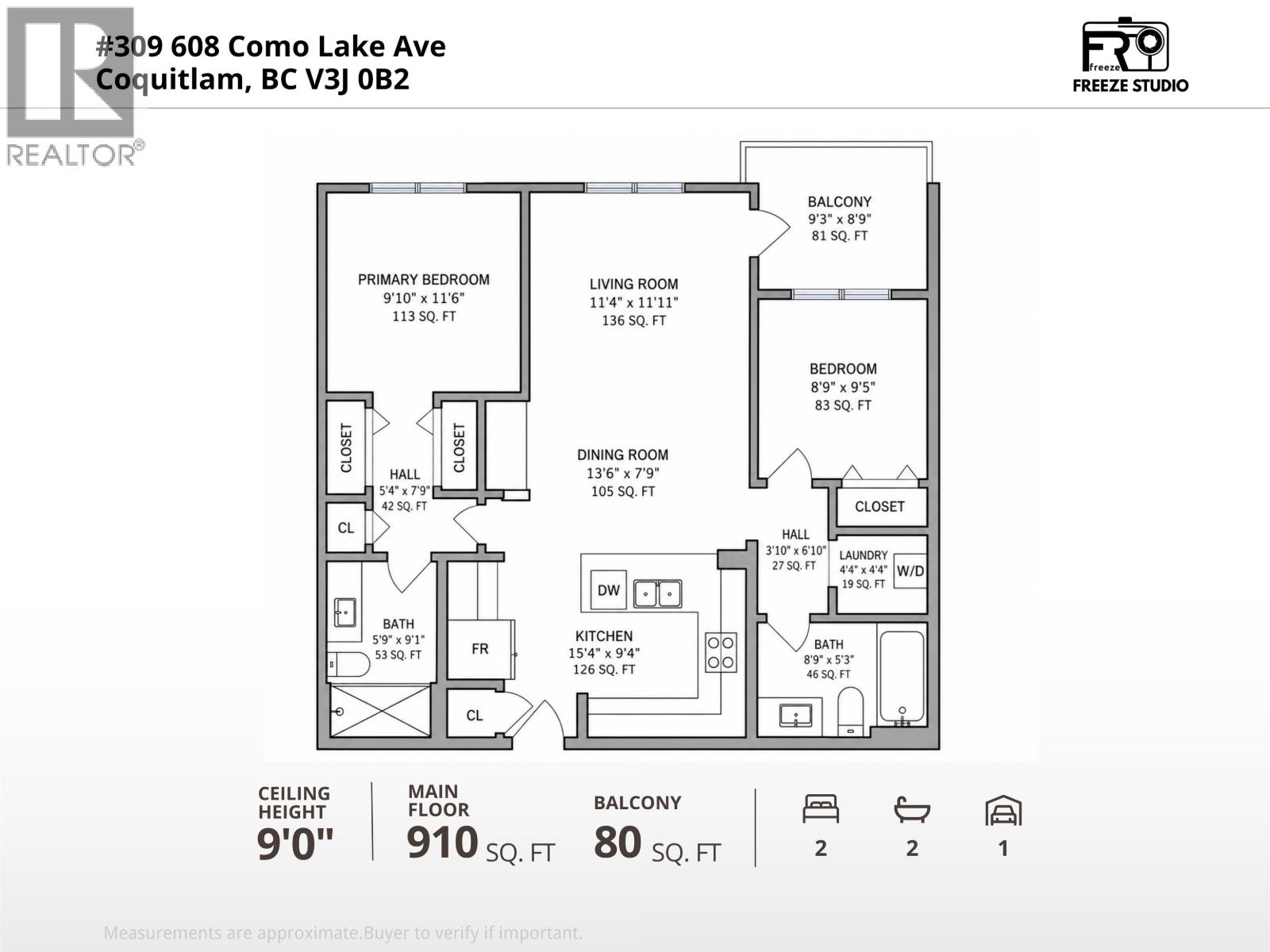 2 Bed, 2 Bath Apartment for Sale in Coquitlam – 309 608 COMO LAKE AVENUE, Coquitlam – MLS# R3127873 - Image 5