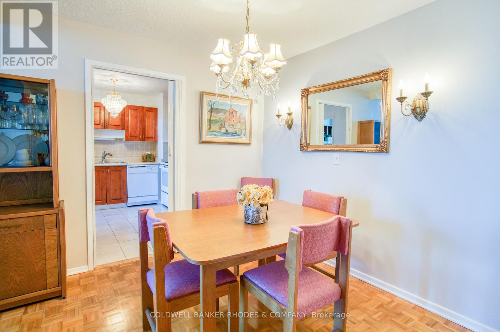 Formal dining room with elegant finishes.
