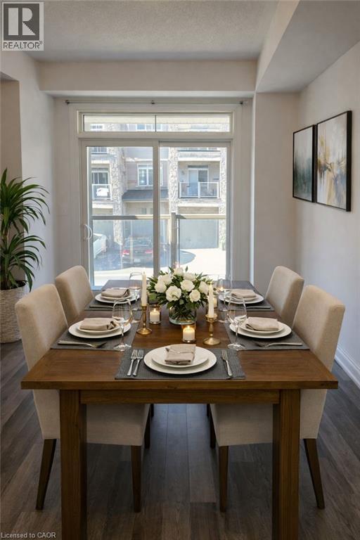 modern dining space with access to balcony