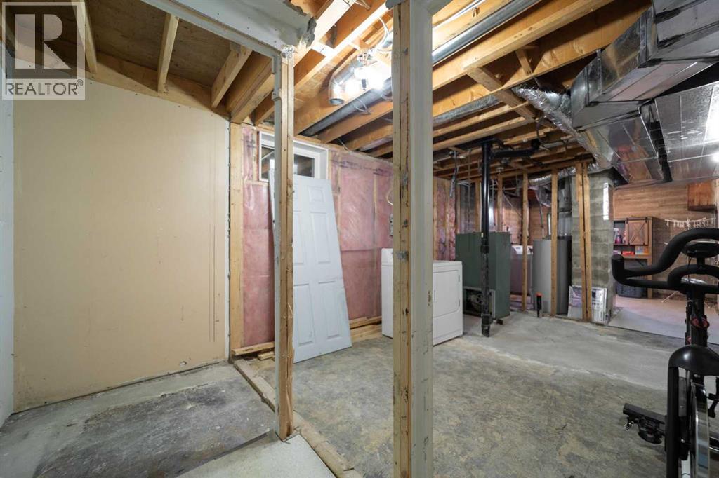 Basement bedroom framed in