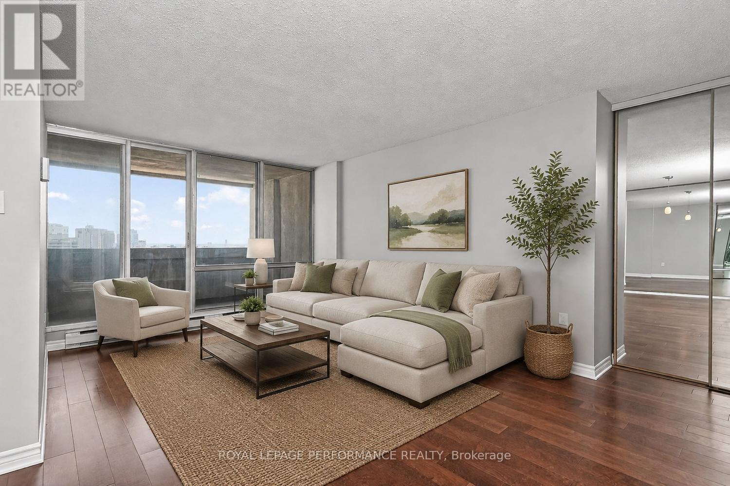 Virtually staged living room