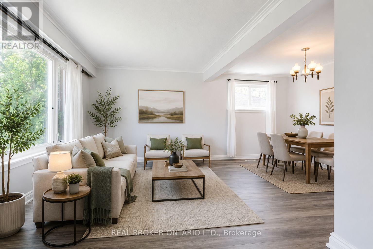 Virtually Staged Living Room & Dining Room