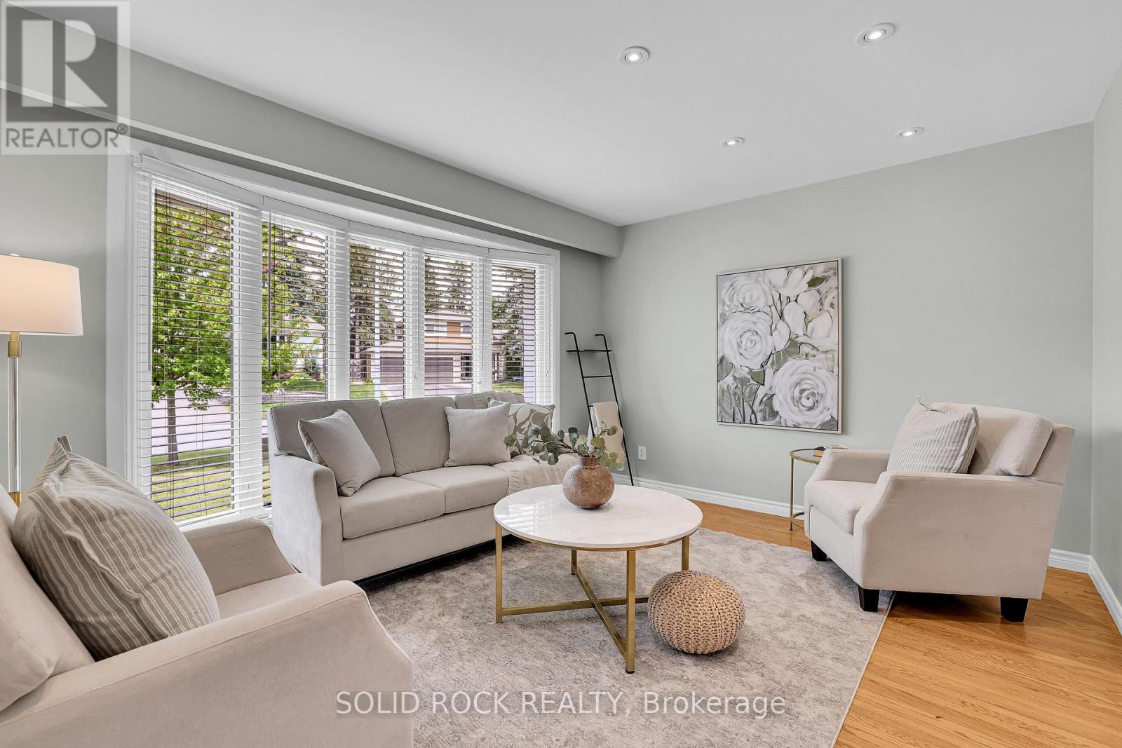 Living room with large front window