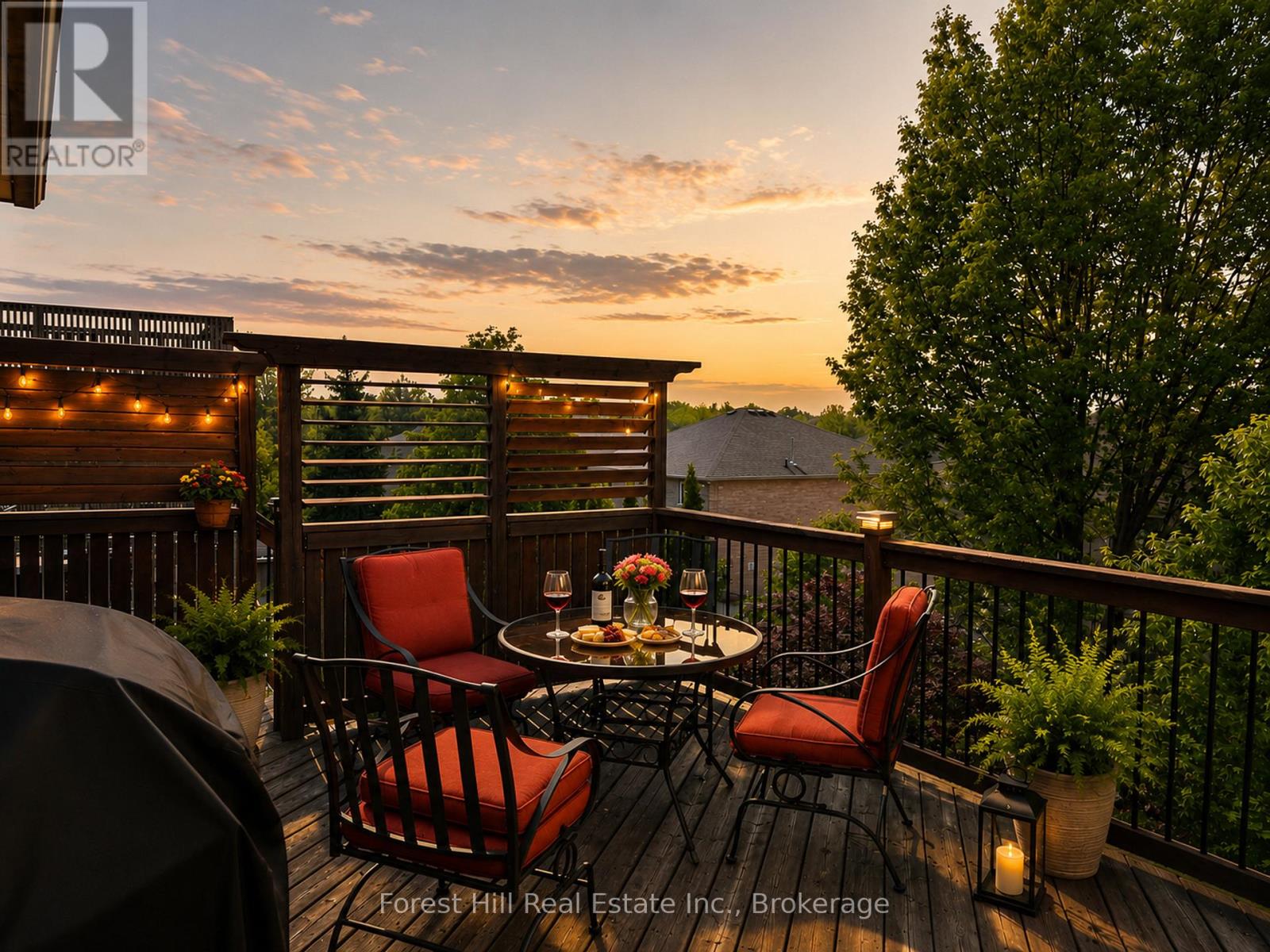 Just off the Kitchen Alfresco dining with sunset
