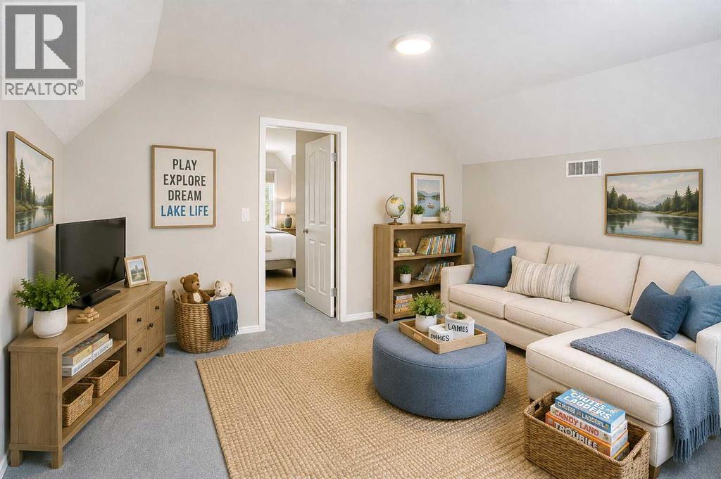 staged upper loft area