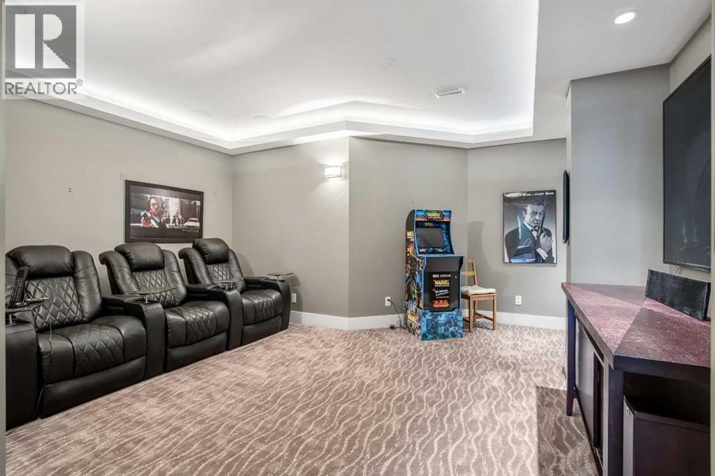 Theatre Room with lush carpet