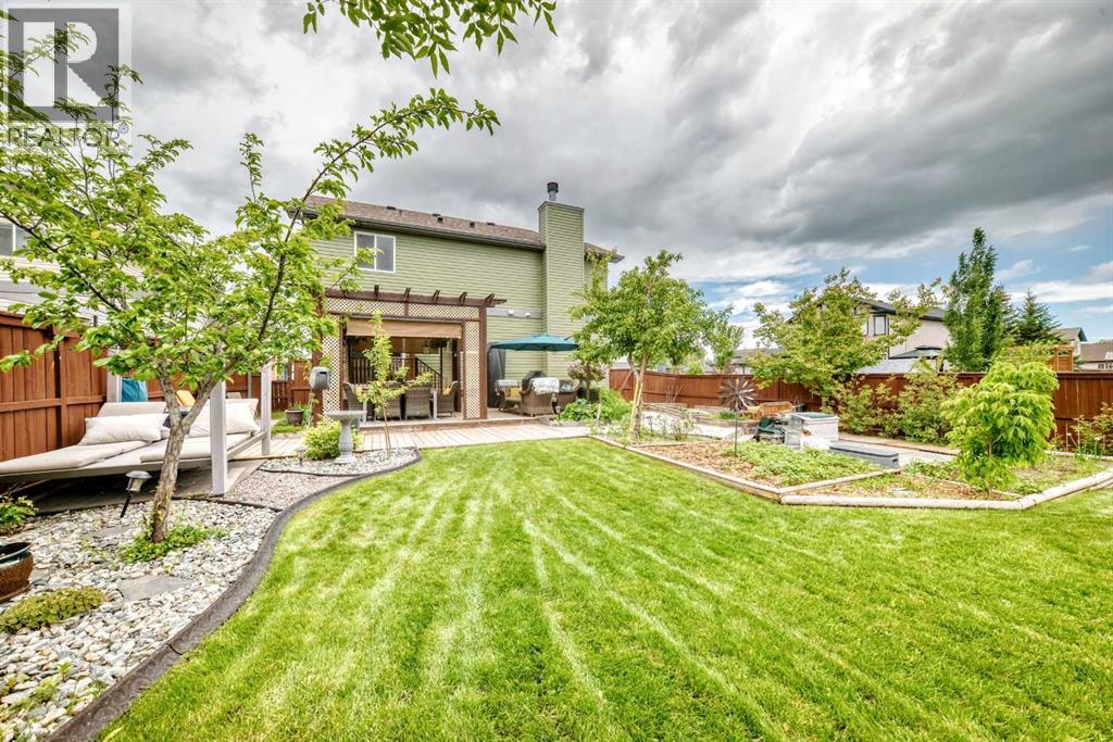 beautifully landscaped backyard