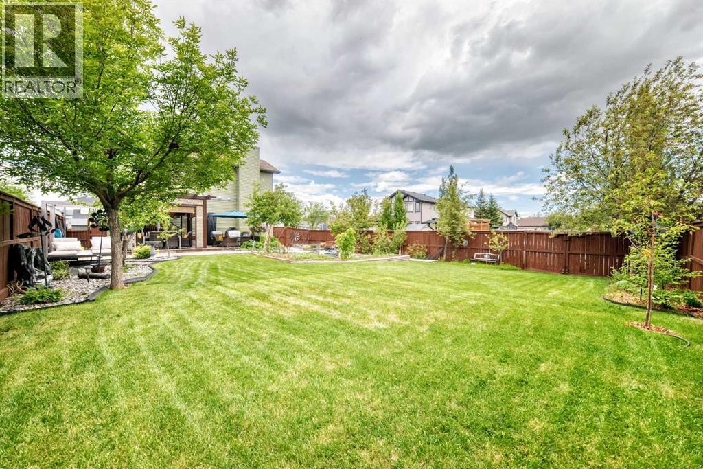 beautifully landscaped backyard