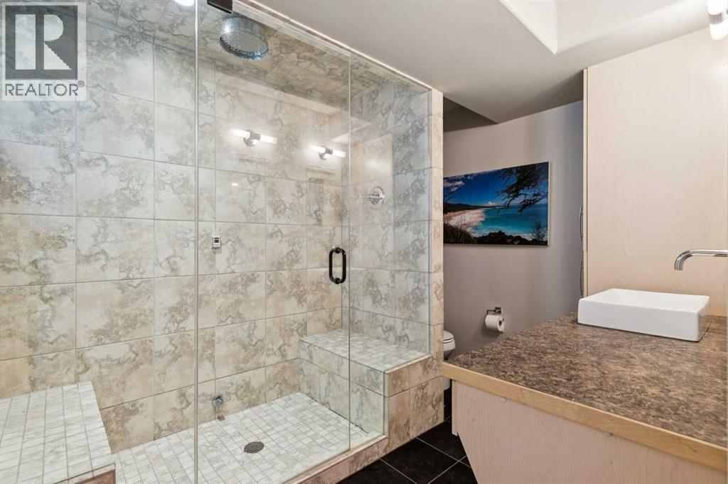 Basement bathroom with steam shower