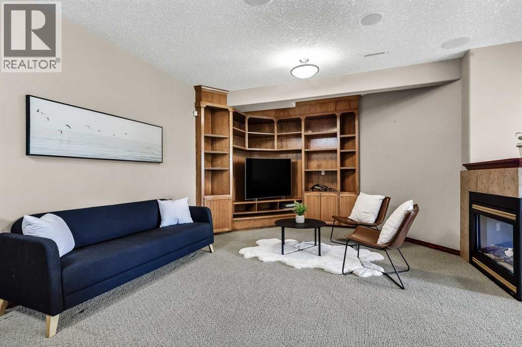 9'ceilings in the lower level with custom built-in shelving