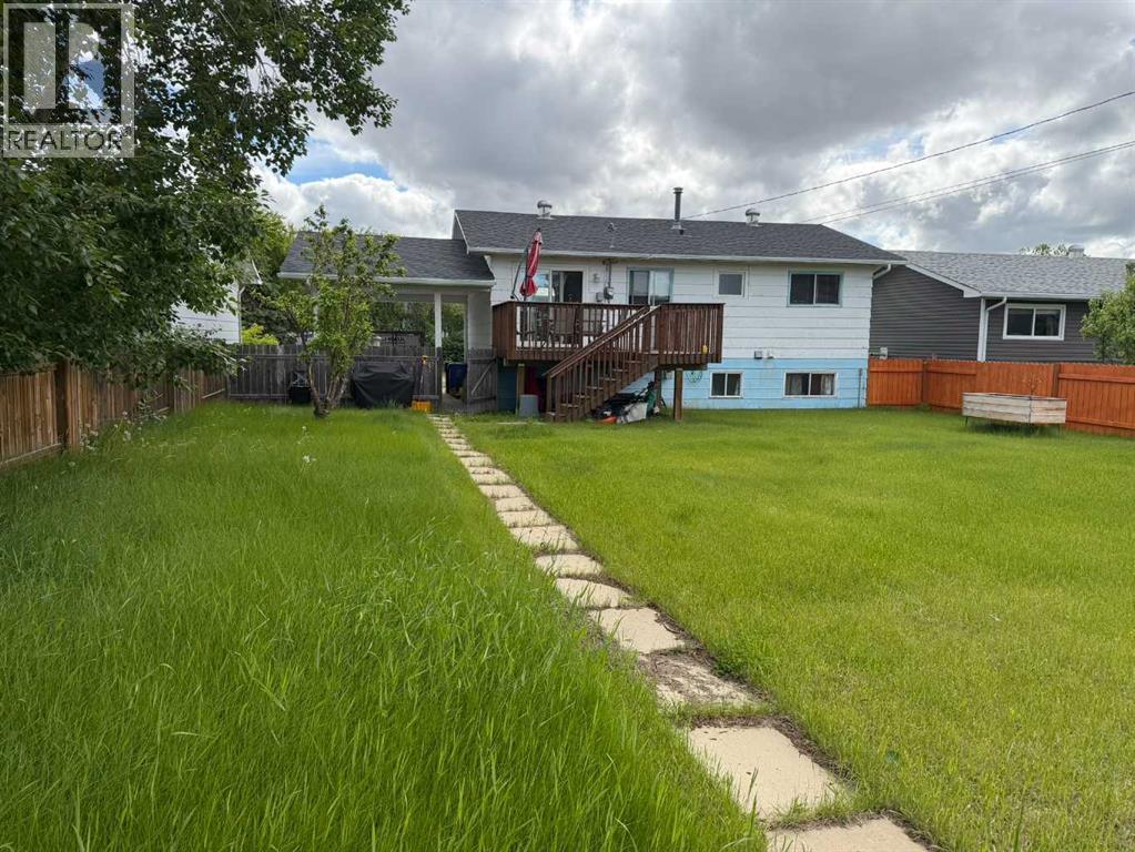 fenced back yard