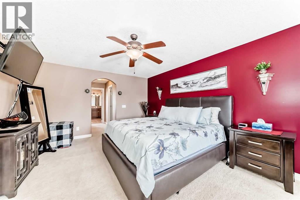 The primary bedroom is very spacious and will fit your king bed!