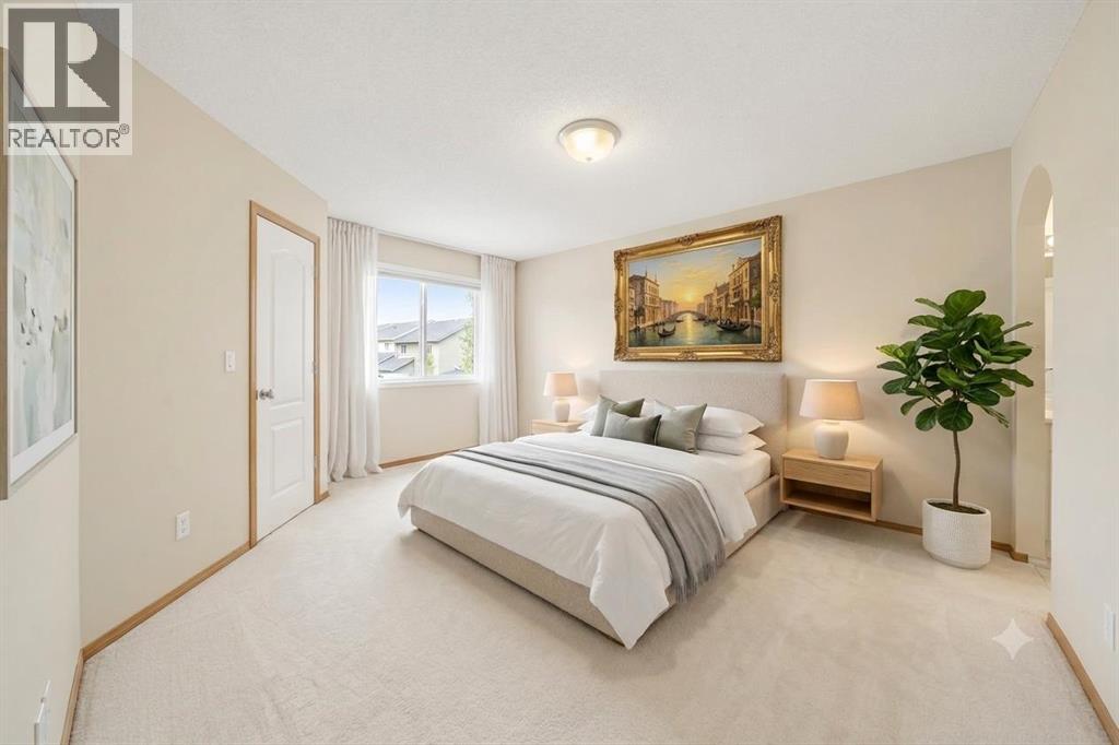 Virtually staged primary bedroom