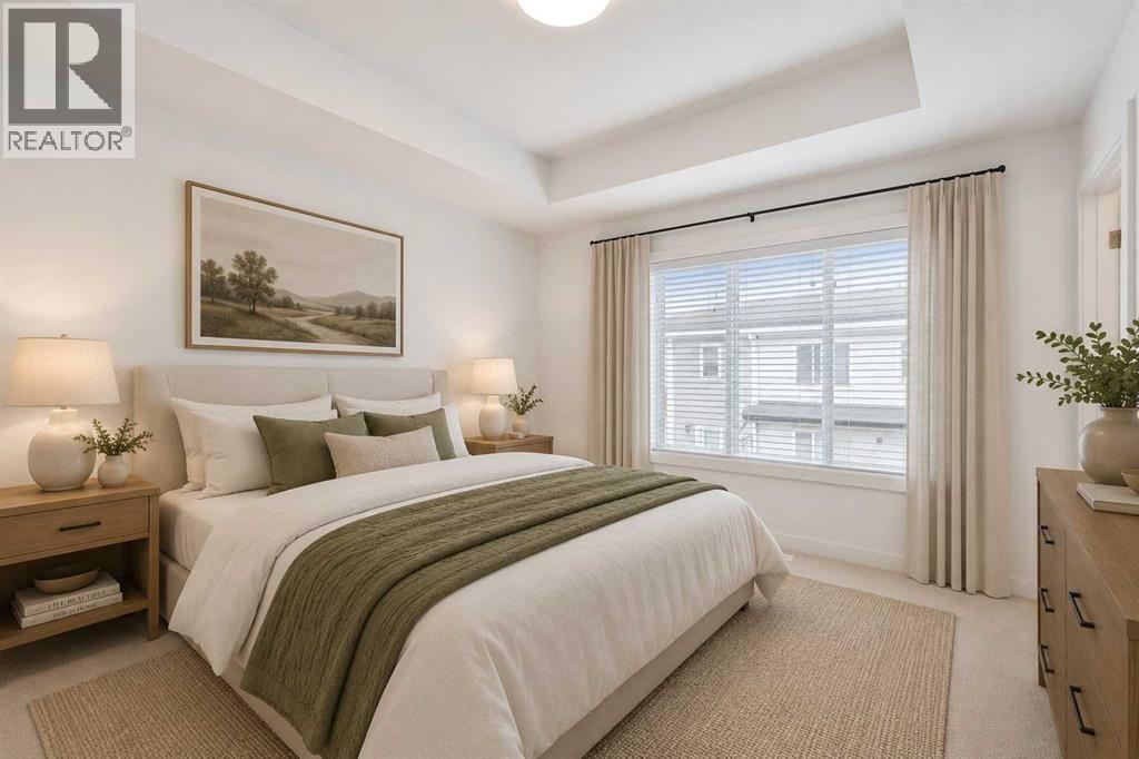 Virtually staged primary bedroom