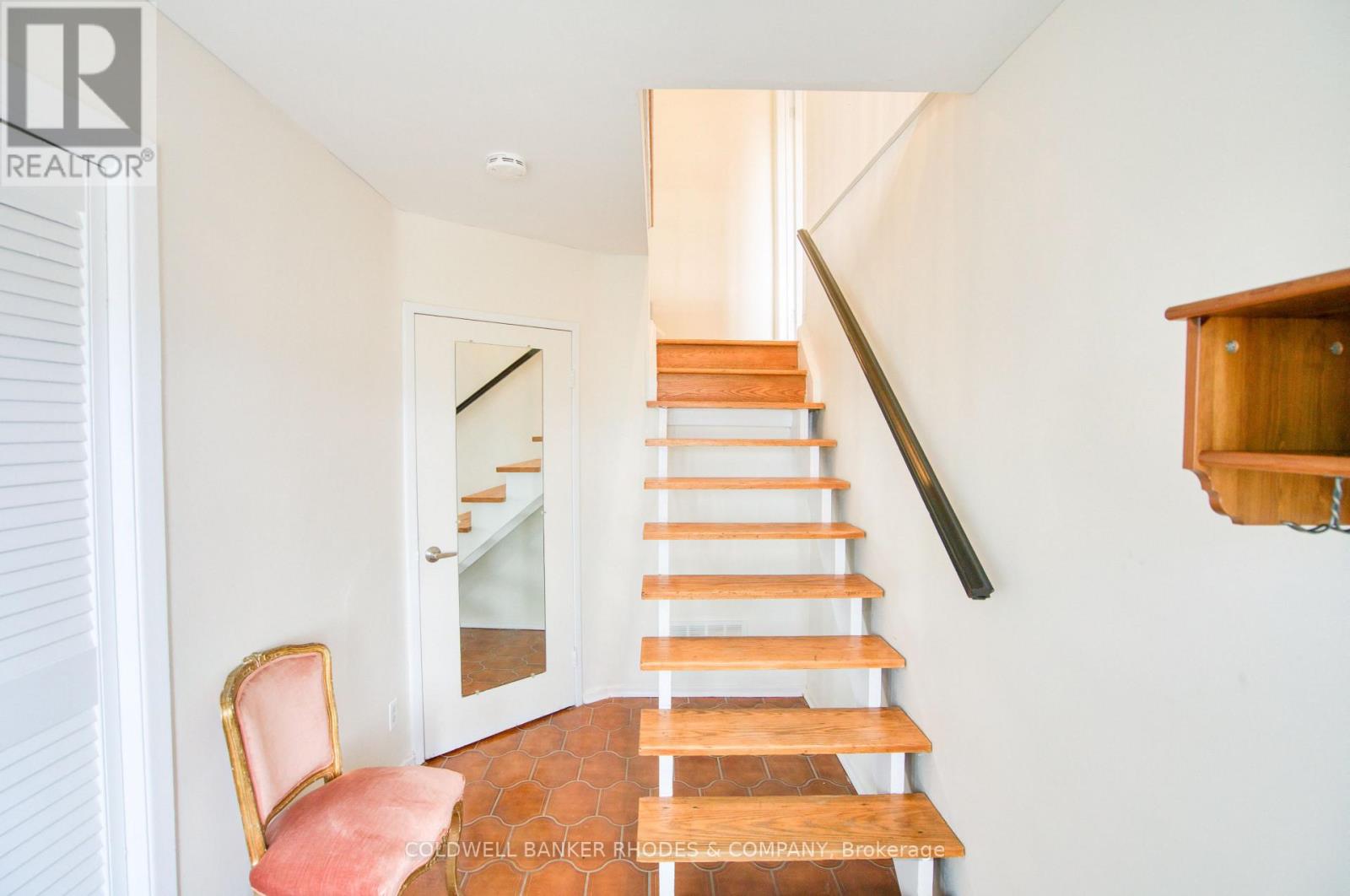 Floating staircase to main level.