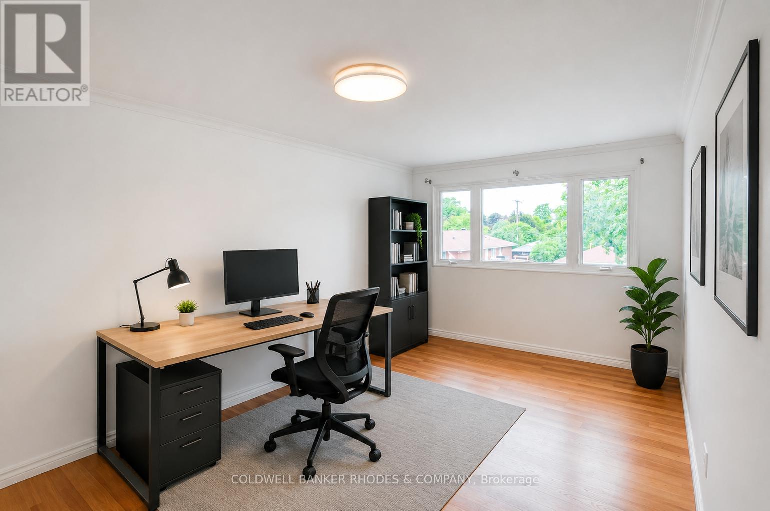 Virtually staged bedroom or office